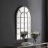 Bellevue 30-1/8" W x 44" H Arched Framed Bathroom Mirror Antique Rustic Gray
