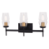 Bellevue Cheryl 3 Light 22" Wide Bathroom Vanity Light with Clear Glass Shades Matte Black / Brushed Brass