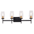Bellevue Cheryl 4 Light 30" Wide Bathroom Vanity Light with Clear Glass Shades Matte Black / Brushed Brass