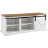 Bellevue Farmhouse 47" W Sliding "X" Barn Door Entry Bench with Storage White / Reclaimed Barnwood