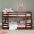 Bellevue Charlotte Wooden Low Floor Design Rustic Farmhouse Twin Bunk Bed Frame Walnut