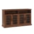 Bellevue 58" Wide 4 Door Country High Boy TV Stand Media Cabinet with Farmhouse Window Pane Doors Dark Walnut