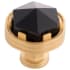 Belwith Keeler Chrysalis 1-3/16 Inch Modern Glam Cut Glass Geometric Cabinet Knob / Drawer Knob with Wire Wrap Inspired Accent Brushed Golden Brass With Opaque Black Glass