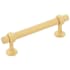 Belwith Keeler Ostia 3-3/4" Center to Center Luxury Modern Industrial Pipe Style Cabinet Bar Handle / Drawer Bar Pull Brushed Golden Brass