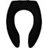 Bemis Elongated Open-Front Less Cover Commercial Plasitc Toilet Seat with Stay-Tite Commercial Fastening System Self-Sustaining Check Hinge Black