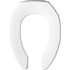 Bemis Elongated Open-Front Less Cover Commercial Plastic Toilet Seat with Stay-Tite Commercial Fastening System Self-Sustaining Check Hinge and DuraGuard White