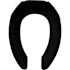 Bemis Elongated Open-Front Less Cover Commercial Plastic Toilet Seat with Stay·Tite Commercial Fastening System Self-Sustaining Check Hinge Black