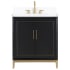 BEMMA Gracie 30" Free Standing Single Basin Vanity Set with Cabinet and Vanity Top Midnight Black / Calacatta Quartz Top / Satin Brass Hardware