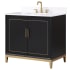 BEMMA Gracie 36" Free Standing Single Basin Vanity Set with Cabinet and Vanity Top Midnight Black / Calacatta Quartz Top / Satin Brass Hardware