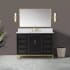 BEMMA Gracie 48" Free Standing Single Basin Vanity Set with Cabinet and Vanity Top Midnight Black / White Quartz Top / Satin Brass Hardware