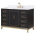BEMMA Gracie 48" Free Standing Single Basin Vanity Set with Cabinet and Vanity Top Midnight Black / Calacatta Quartz Top / Satin Brass Hardware