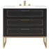 BEMMA Markham 36" Free Standing Single Basin Vanity Set with Cabinet and Vanity Top Midnight Black / White Quartz Top / Satin Brass Hardware