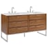 BEMMA Markham 60" Free Standing Double Basin Vanity Set with Cabinet and Vanity Top Walnut / White Quartz Top / Brushed Nickel Hardware