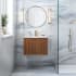 BEMMA Terra 24" Wall Mounted Single Basin Vanity Set with Cabinet and Vanity Top Walnut / White Quartz Top / Satin Brass Hardware