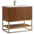 BEMMA Terra 36" Free Standing Single Basin Vanity Set with Cabinet and Quartz Vanity Top Walnut / Calacatta Quartz Top / Satin Brass Hardware