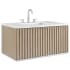 BEMMA Terra 36" Wall Mounted Single Basin Vanity Set with Cabinet and Quartz Vanity Top Cashmere Grey / Calacatta Quartz Top / Brushed Nickel Hardware
