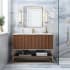 BEMMA Terra 48" Free Standing Single Basin Vanity Set with Cabinet and Vanity Top Walnut / White Quartz Top / Satin Brass Hardware