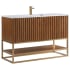 BEMMA Terra 48" Free Standing Single Basin Vanity Set with Cabinet and Quartz Vanity Top Walnut / Calacatta Quartz Top / Satin Brass Hardware