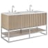 BEMMA Terra 60" Free Standing Double Basin Vanity Set with Cabinet and Quartz Vanity Top Cashmere Grey / Calacatta Quartz Top / Brushed Nickel Hardware