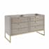 BEMMA Markham 60" Double Free Standing Vanity Cabinet Only - Less Vanity Top Cashmere Grey / Satin Brass Hardware