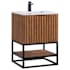 BEMMA Terra 24" Free Standing Single Basin Vanity Set with Cabinet and Quartz Vanity Top Walnut / Calacatta Quartz Top / Matte Black Hardware