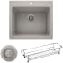 Blanco Liven 25" Dual Mount Single Basin Granite Composite Laundry Sink with Basket Strainer and Drying Basket Concrete Gray