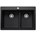 Blanco Liven 33" Drop-In/Undermount 60/40 Double Basin SILGRANIT Kitchen Sink with Low Divide Coal Black
