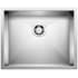 Blanco Precision 22" x 18" Small Bowl Stainless Steel Kitchen Sink with Horizontal Orientation and Stylish Drain Grooves Satin Polished