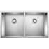 Blanco Precision Medium Equal Double Bowl Stainless Steel Kitchen Sink with Stylish Drain Grooves 29" x 18" Satin Polished