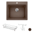 Blanco Liven 25" Dual Mount Single Basin Granite Composite Utility Sink with Basin Rack Included Cafe Brown