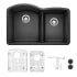 Blanco Diamond 32-1/16" Undermount Double Basin Granite Composite Kitchen Sink with Basin Rack and Basket Strainer Anthracite