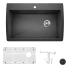 Blanco Diamond 33-1/2" Dual Mount Single Basin Granite Composite Kitchen Sink with Basin Rack and Basket Strainer Anthracite