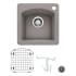 Blanco Diamond 15" Dual Mount Single Basin Granite Composite Bar Sink with Basin Rack and Basket Strainer Metallic Gray