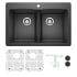 Blanco Diamond 33" Dual Mount Double Basin Granite Composite Kitchen Sink with Basin Rack and Basket Strainer Anthracite