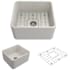 Bocchi Classico 20" Farmhouse Single Basin Fireclay Kitchen Sink with Basin Rack and Basket Strainer Biscuit