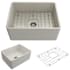 Bocchi Classico 24" Farmhouse Single Basin Fireclay Kitchen Sink with Basin Rack and Basket Strainer Biscuit