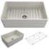 Bocchi Classico 30" Farmhouse Single Basin Fireclay Kitchen Sink with Basin Rack and Basket Strainer Biscuit