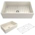 Bocchi Contempo 33" Farmhouse Single Basin Fireclay Kitchen Sink with Basin Rack and Basket Strainer Biscuit