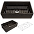 Bocchi Vigneto 33" Farmhouse Single Basin Fireclay Kitchen Sink with Basin Rack and Basket Strainer Matte Brown
