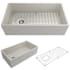 Bocchi Contempo 36" Farmhouse Single Basin Fireclay Kitchen Sink with Basin Rack and Basket Strainer Biscuit