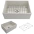 Bocchi Contempo 27" Farmhouse Single Basin Fireclay Kitchen Sink with Basin Rack and Basket Strainer Biscuit