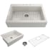 Bocchi Nuova 34" Drop In Single Basin Fireclay Kitchen Sink with Basin Rack and Basket Strainer Biscuit