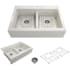 Bocchi Nuova 34" Drop In Double Basin Fireclay Kitchen Sink with Basin Rack and Basket Strainer Biscuit