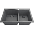 Bocchi Campino Duo 33" Undermount Double Basin Granite Kitchen Sink with Basket Strainer Concrete Gray