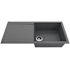 Bocchi Levanzo 39" Undermount Single Basin Granite Kitchen Sink with Basket Strainer and Drain Board Concrete Gray