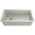 Finish: Bocchi Sotto Step-Rim 34" Undermount Single Basin Fireclay Kitchen Sink with Basin Rack, Basket Strainer, Colander and Cutting Board Biscuit