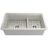 Finish: Bocchi Sotto Step-Rim 34" Undermount Double Basin Fireclay Kitchen Sink with Basin Rack, Basket Strainer, Colander and Cutting Board Biscuit