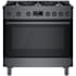 Bosch 800 Series 36 Inch Wide 3.4 Cu. Ft. Free Standing Gas Range with Continuous Grates and QuietClose Black Stainless Steel