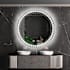 Brio Lighting Sparkle Vision 36" Diameter Circular Flat Framed Wall Mounted Bathroom Mirror with Lighting Crystal