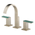 Brizo-65380LF-LHP-Faucet in Brilliance Brushed Nickel with Green Glass Insert Lever Handles